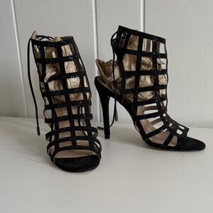 BCBG Paris Black Caged Heels